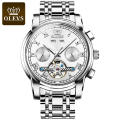 Top Luxury Brand OLEVS 6607 Men Business Mechanical WristWatch Fashion Classic Moon Phase Automatic Male Clock Watch Men's